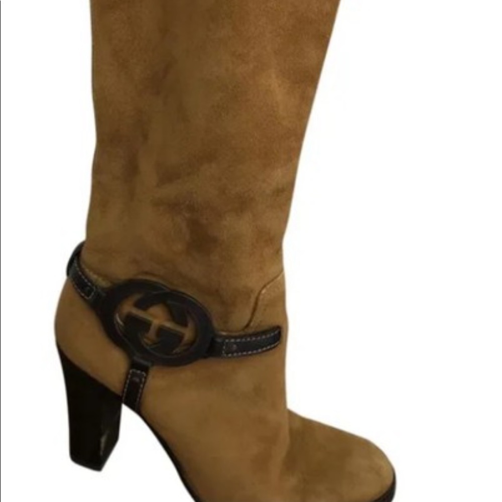 Gucci Suede/Leather Detail Interlocking Gg Boots